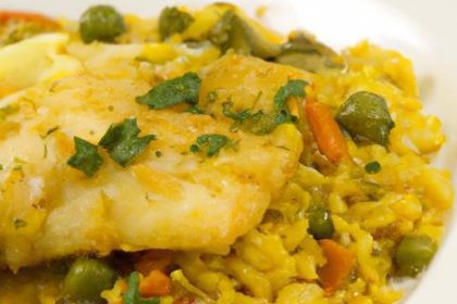 Aromatic Spiced Fish with Flavorful Rice Pilaf Delight