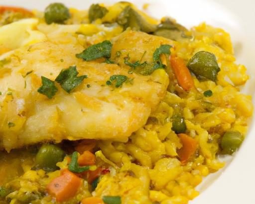 Aromatic Spiced Fish with Flavorful Rice Pilaf Delight