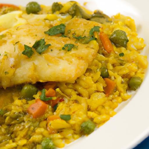Aromatic Spiced Fish with Flavorful Rice Pilaf Delight
