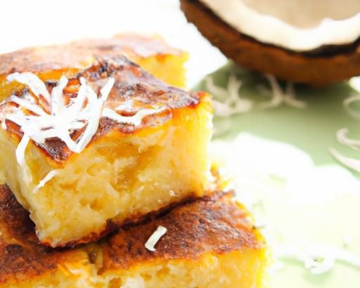 Golden Toasted Cassava Cake Drizzled with Coconut Glaze