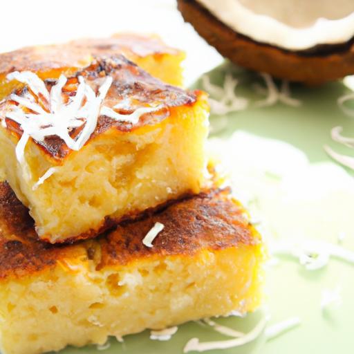 Golden Toasted Cassava Cake Drizzled with Coconut Glaze