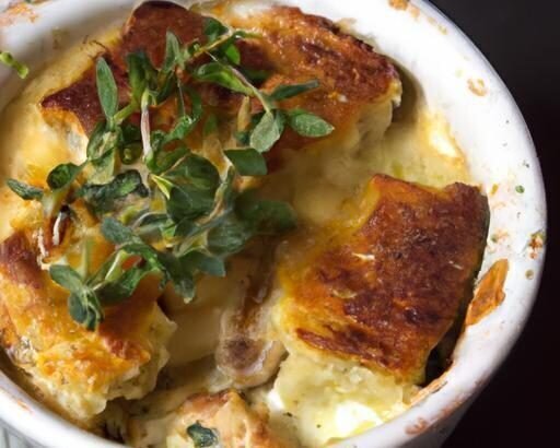 Hearty Savory Bread Pudding with Cheese and Fresh Herbs