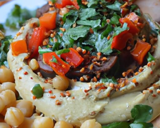 Delectable Layered Hummus Dip with Spiced Beef & Pine Nuts