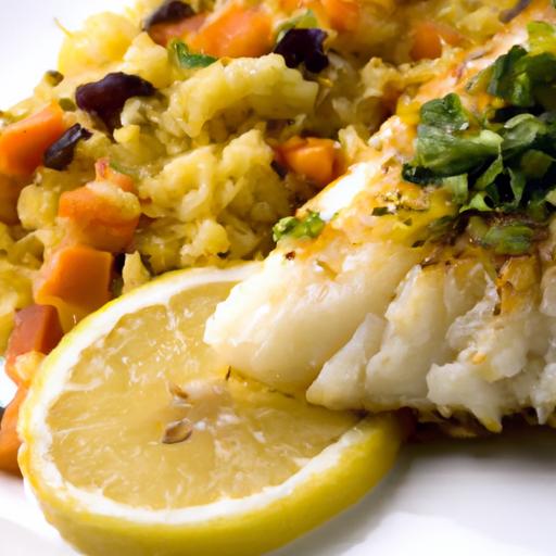 Aromatic Spiced fish with Flavorful Rice Pilaf Delight