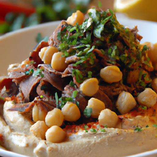 Delectable⁣ Layered ⁤Hummus Dip with Spiced Beef & Pine Nuts