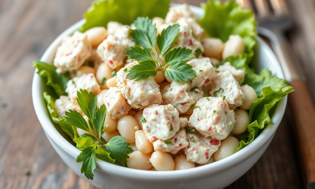 White bean tuna salad with herbs, no mayo, delicious and healthy.