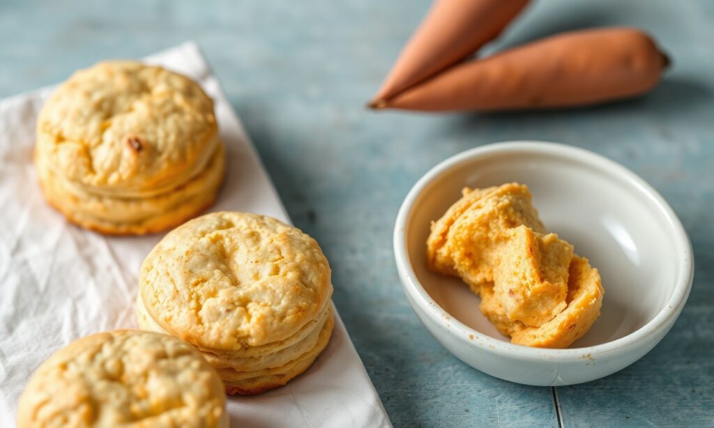 Flaky Southern sweet potato biscuits, buttery and warm from the oven.