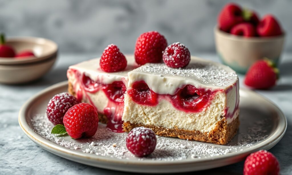 Decadent white chocolate raspberry cheesecake delight for an unforgettable dessert.