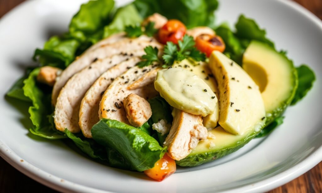 Creamy Keto Avocado chicken salad, a low-carb delight.