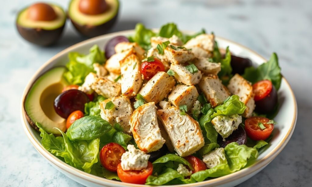 Creamy Keto Avocado chicken salad recipe, low-carb and delicious.