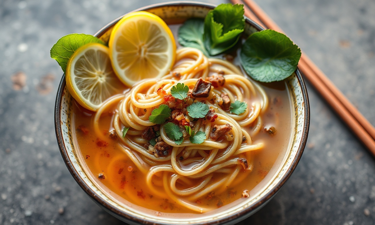 Delicious refreshing chilled buckwheat noodles in savory broth.