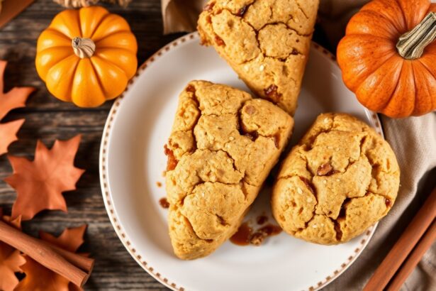 Irresistible vegan pumpkin spice scones, perfectly baked.