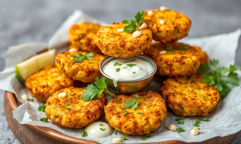 Crispy zucchini corn fritters with lime aioli, easy recipe.