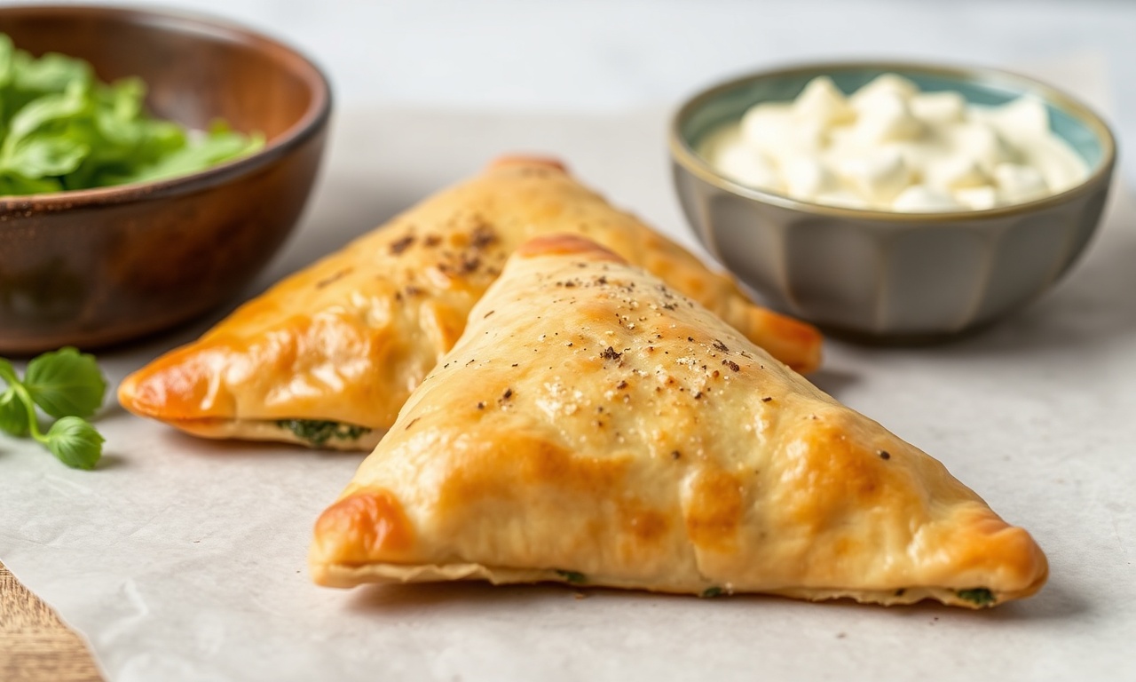 Delicious vegan spanakopita triangles: healthy Greek treat.