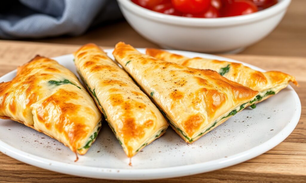 Delicious Vegan spanakopita triangles: healthy Greek treat.