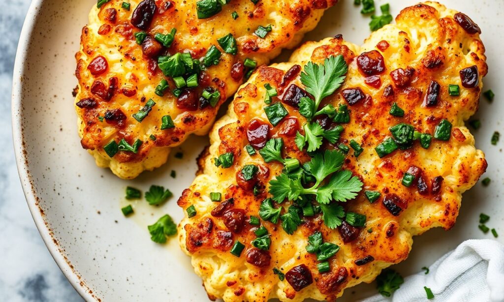 Irresistible roasted cauliflower steaks with zesty chimichurri.