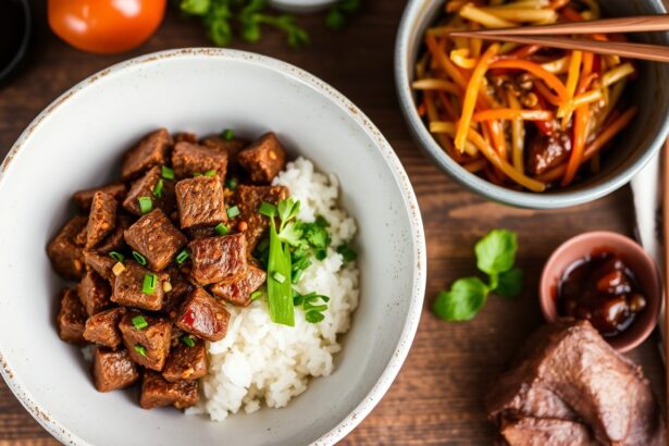 Savor Korean ground beef rice bowl: easy, flavorful meal.