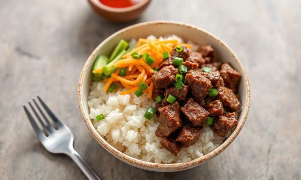 Savor Korean ground beef rice bowl recipe: easy, flavorful comfort food.