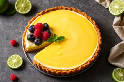 Magic condensed milk lime pie, a zesty delight.