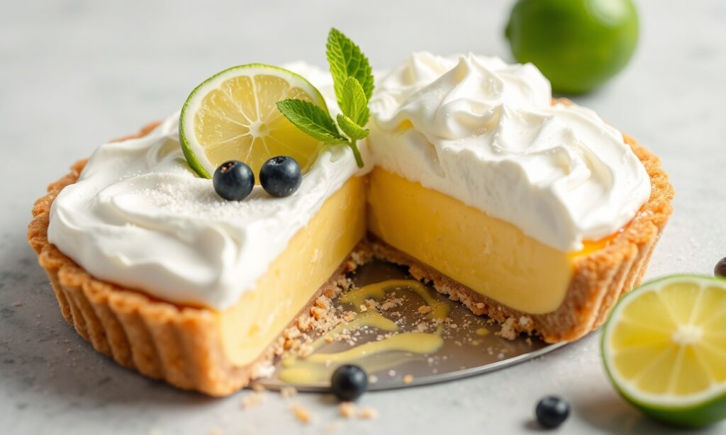Magic condensed milk lime pie: zesty delight.