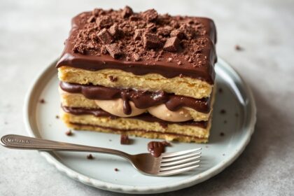 No-bake chocolate éclair cake recipe: easy indulgence.
