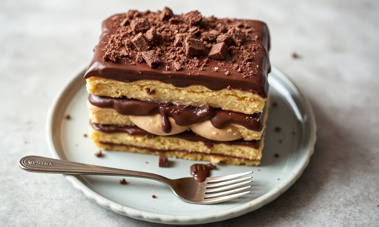 No-bake chocolate éclair cake recipe: easy indulgence.
