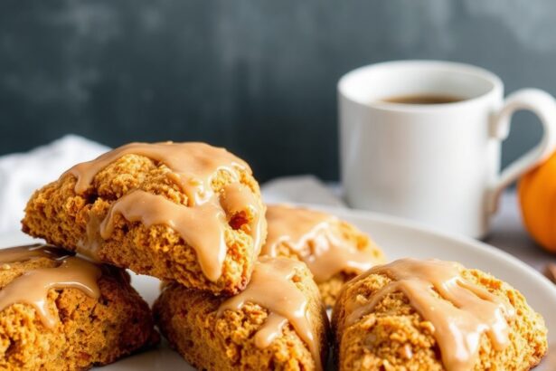 Irresistible gluten-free pumpkin scones with maple glaze.