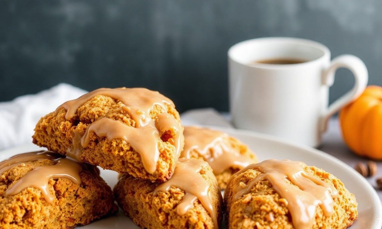 Irresistible gluten-free pumpkin scones with maple glaze.