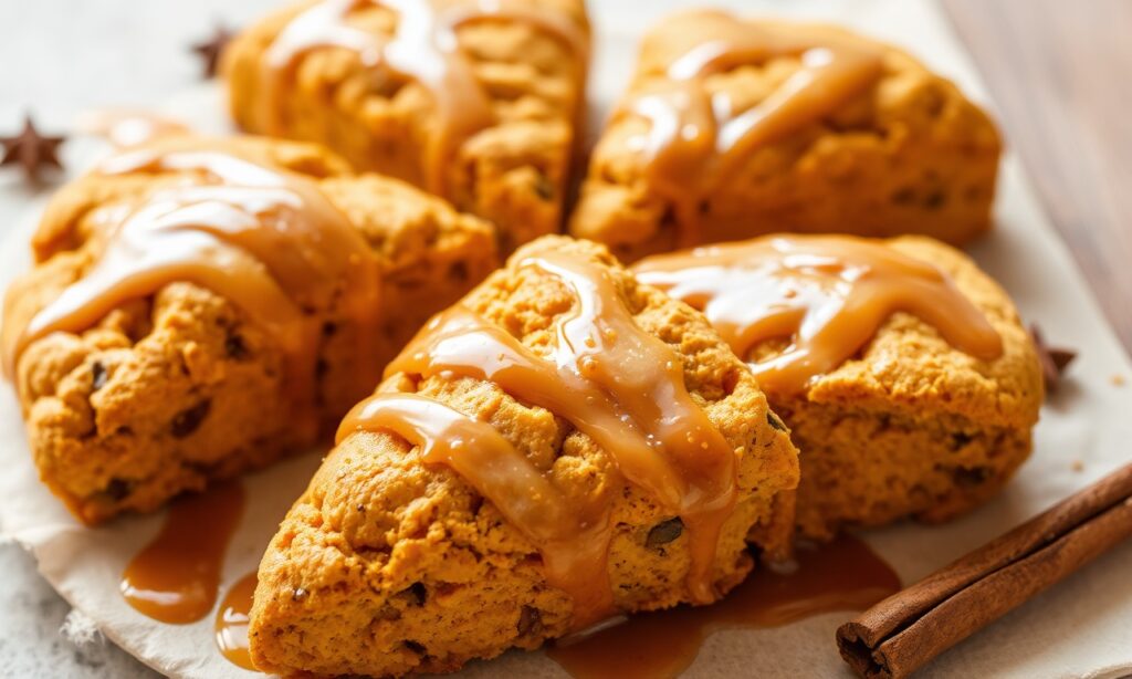 Irresistible Gluten-Free pumpkin scones with maple glaze delight.
