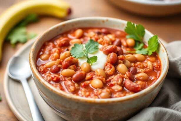 Wholesome vegan three-bean chili, quick and easy.