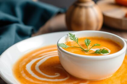 Fiery Thai coconut-carrot soup: vibrant, spicy, and flavorful fusion.