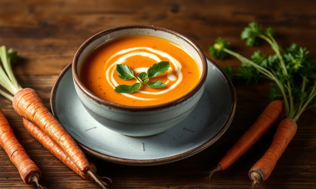 Fiery Thai coconut carrot soup: a vibrant, spicy, and flavorful fusion delight.
