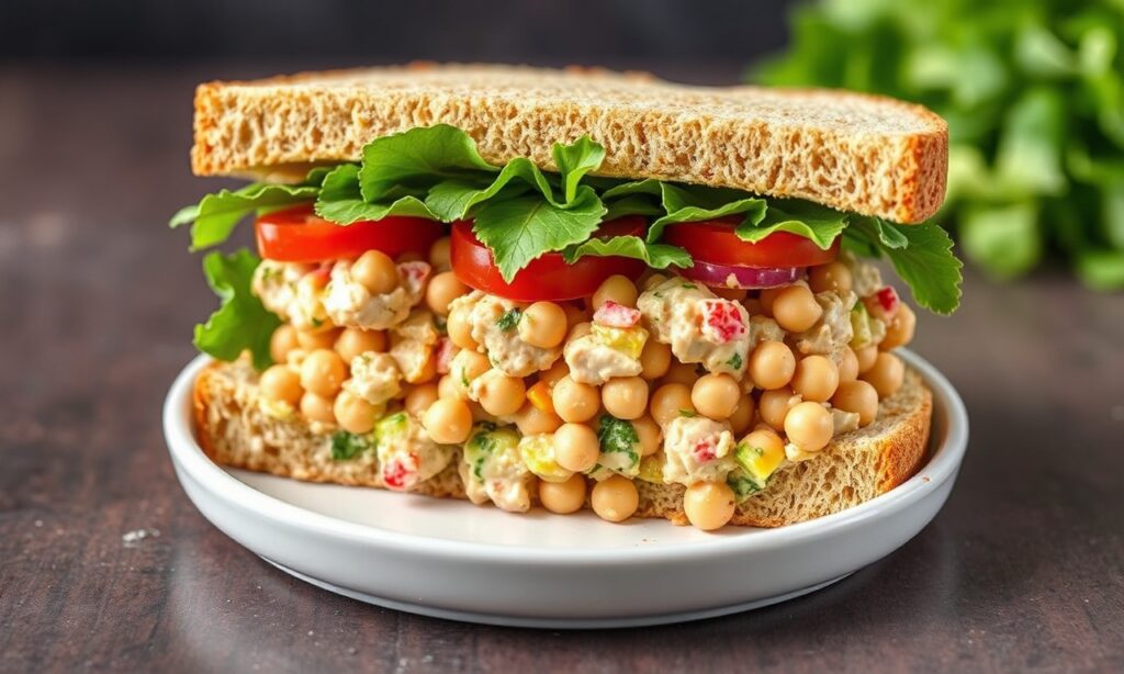 Delicious chickpea salad sandwich recipe.