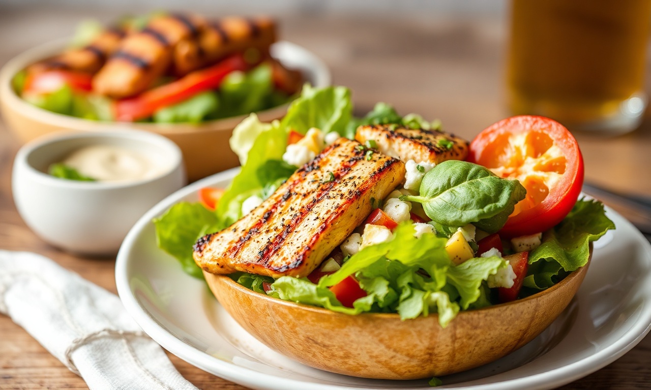 Delicious grilled chicken Cobb salad, perfect for a healthy meal.