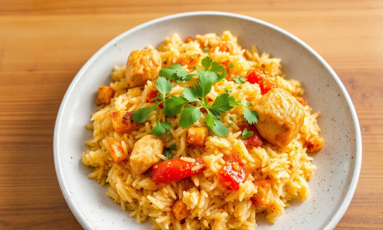 Simple Arroz con Pollo: easy one-pot chicken and rice recipe.