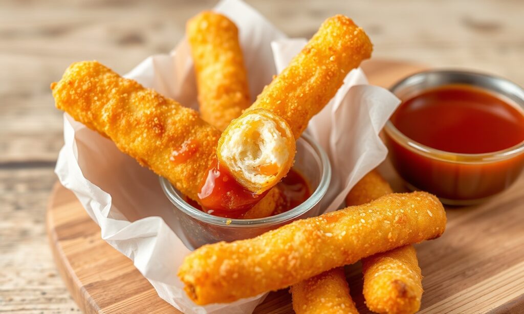 Golden crispy fried dough sticks, perfect for dipping.