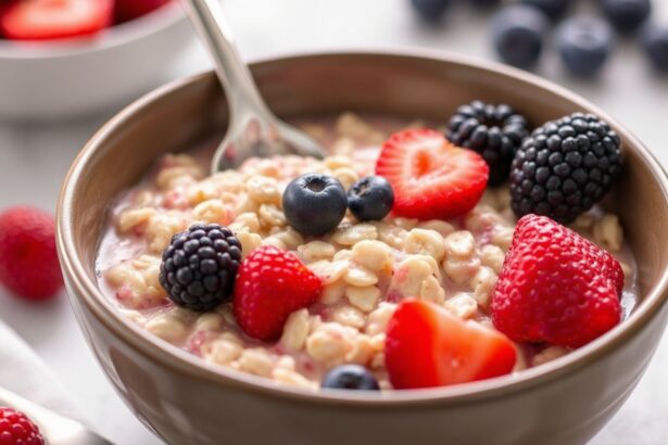 Quick healthy steel cut oats with berries, Instant Pot recipe.