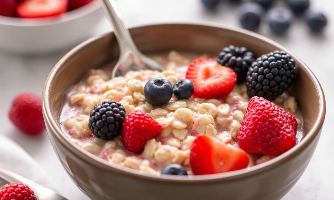 Quick healthy steel cut oats with berries, Instant Pot recipe.