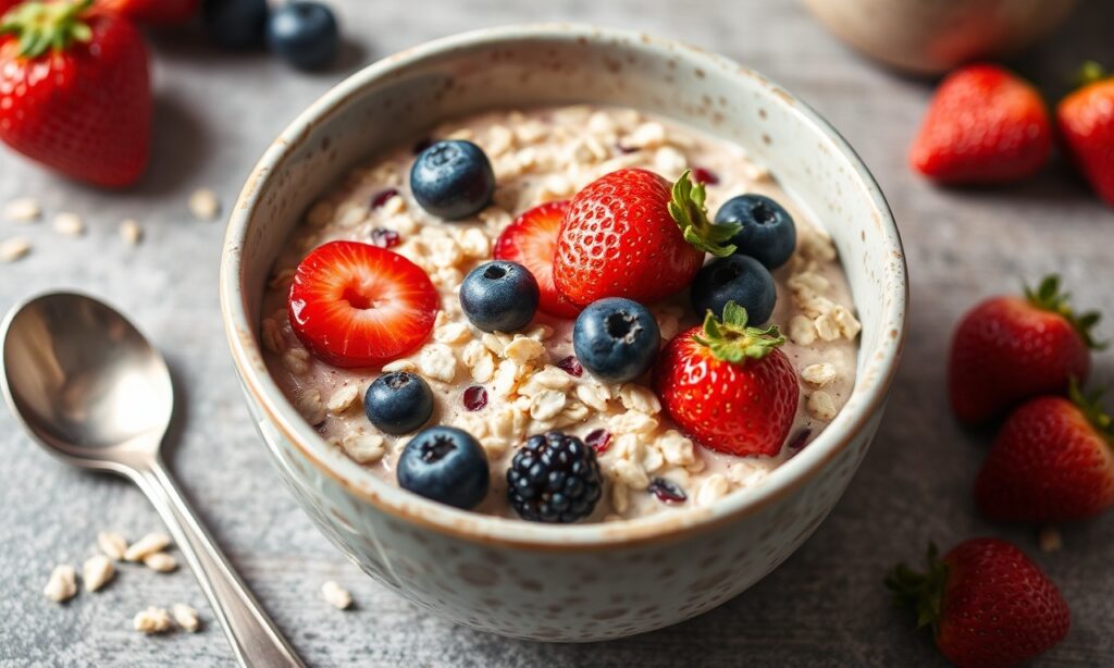 Quick healthy steel cut oats with berries in Instant Pot.