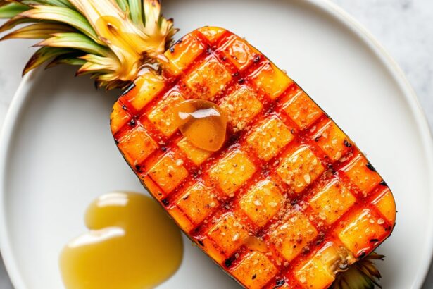 Sweet grilled pineapple with honey and cinnamon.