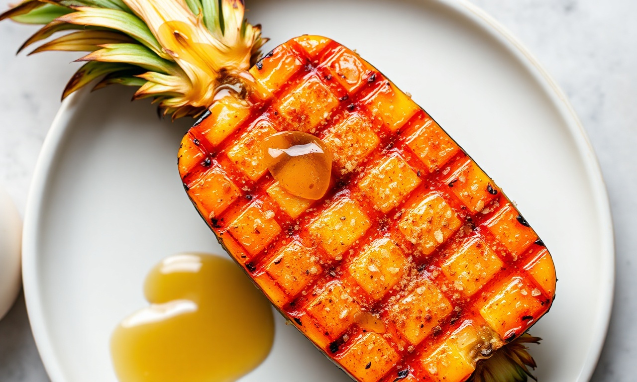Sweet grilled pineapple with honey and cinnamon.