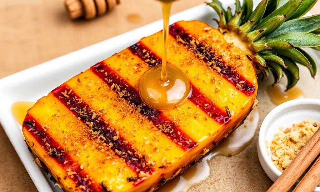 Best grilled pineapple with honey and cinnamon recipe.