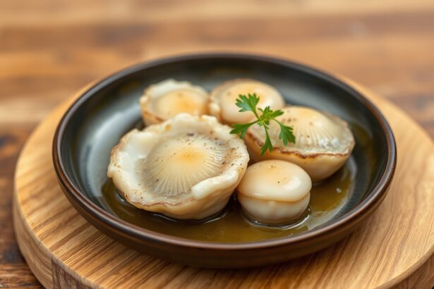 Perfect buttery King Oyster mushroom scallops, pan-seared.