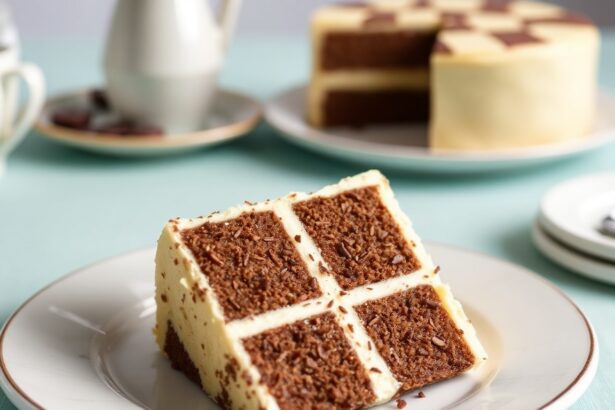 Perfect moist vanilla and chocolate checkerboard cake, delicious and moist.