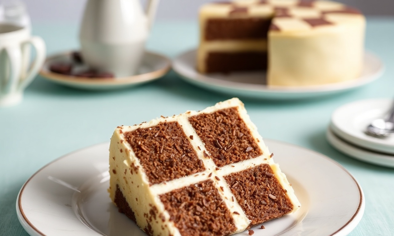 Perfect moist vanilla and chocolate checkerboard cake, delicious and moist.
