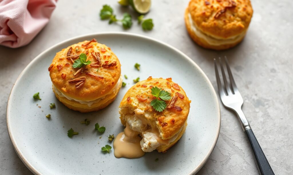 Perfect jackfruit "crab" cakes, crispy, golden, plant-based delight.