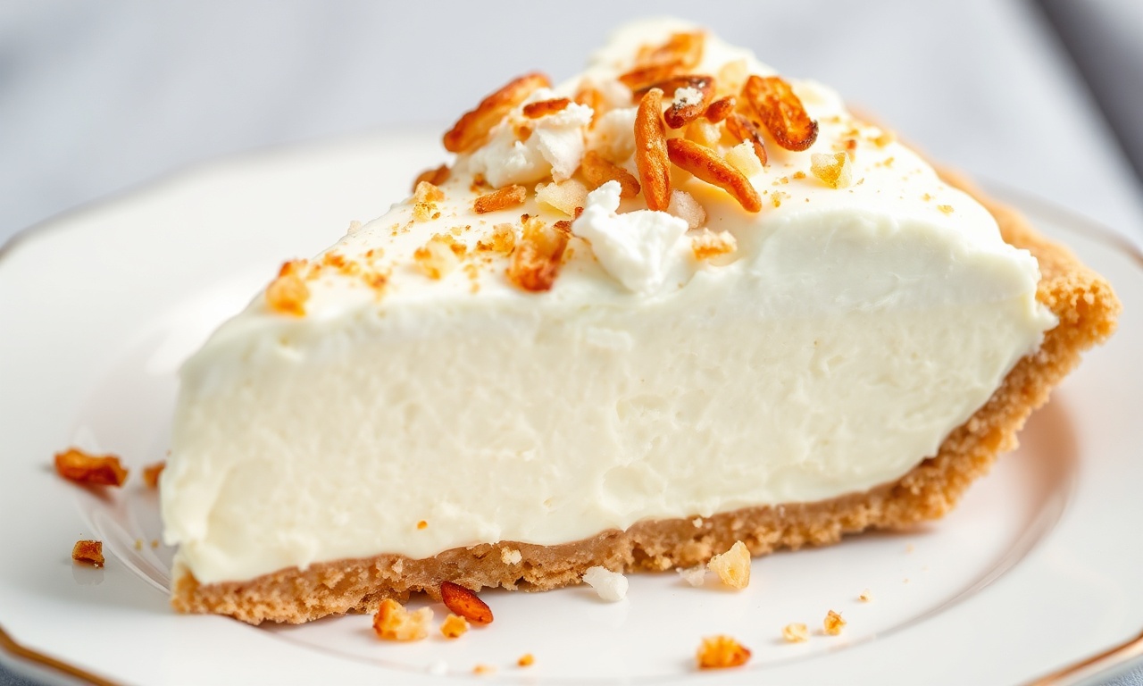 Decadent coconut cream pie with a crispy toasted topping.