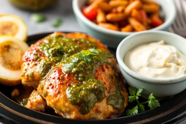Effortless slow cooker salsa verde chicken recipe.
