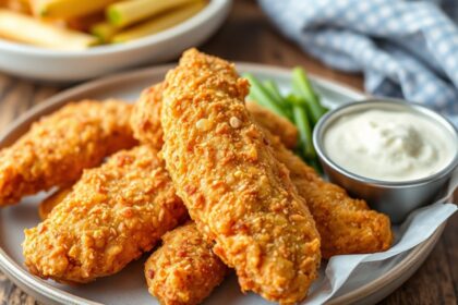 Perfect crispy air fryer chicken tenders recipe.
