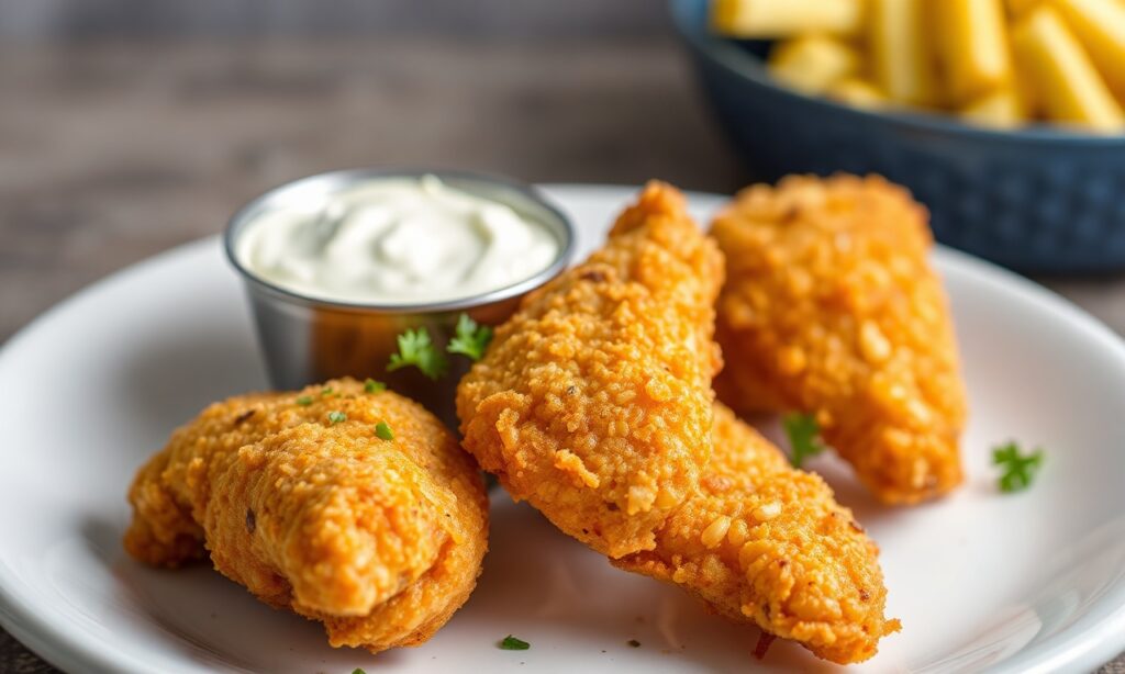 Perfect Crispy air fryer chicken tenders, easy, healthy, flavorful.